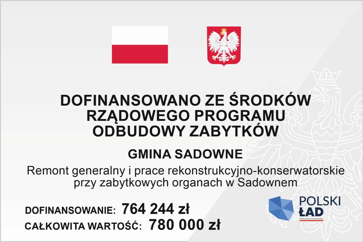 prace rekonstrukcyjno-konserwatorskie przy zabytkowych organach w Sadownem