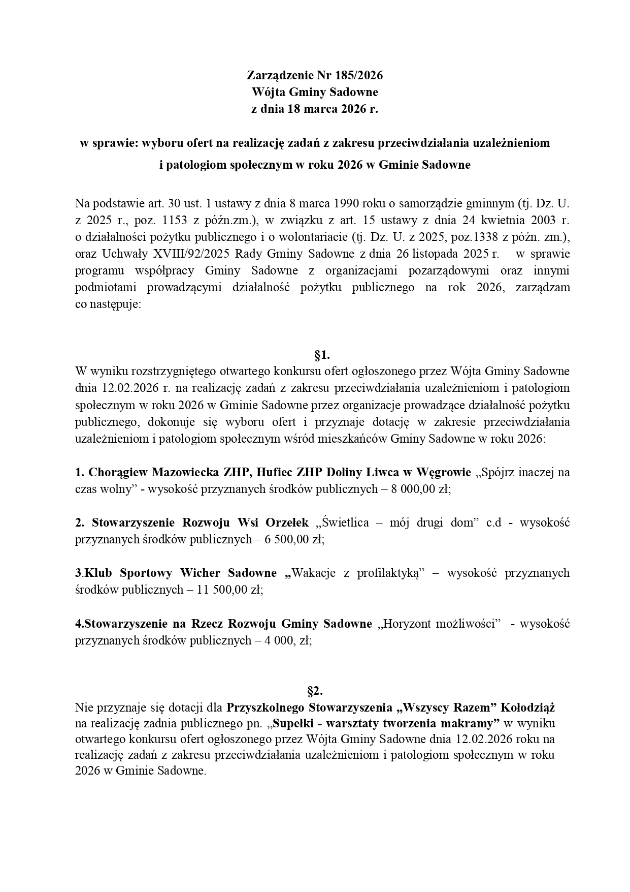 Zarządzenie wybór ofert profilaktyka_page-0001